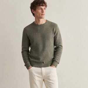Billy Reid Mens Olive Green Organic Cotton Merino Wool Sweater Made in Italy M